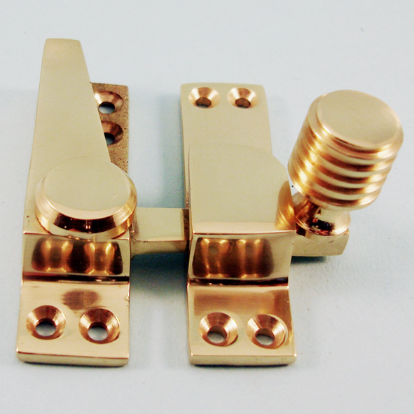 THD176/PB • Non-Locking • Polished Brass • Straight Arm Beehive Knob Sash Fastener